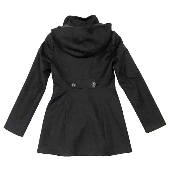 EUC Le Chateau Hooded Trench Coat in Black Size XXS - Picture 3 of 12